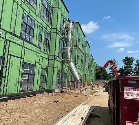 aluminum chute attached to new construction