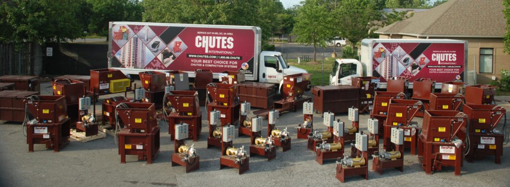 CHUTES International Compactors with our delivery trucks